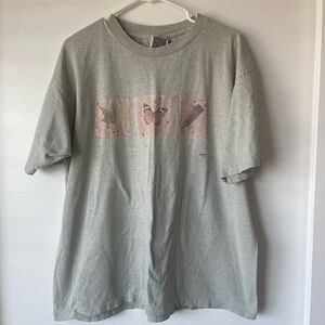 Vintage Graphic Crewneck T-Shirt in Light Gray with Butterfly Motif